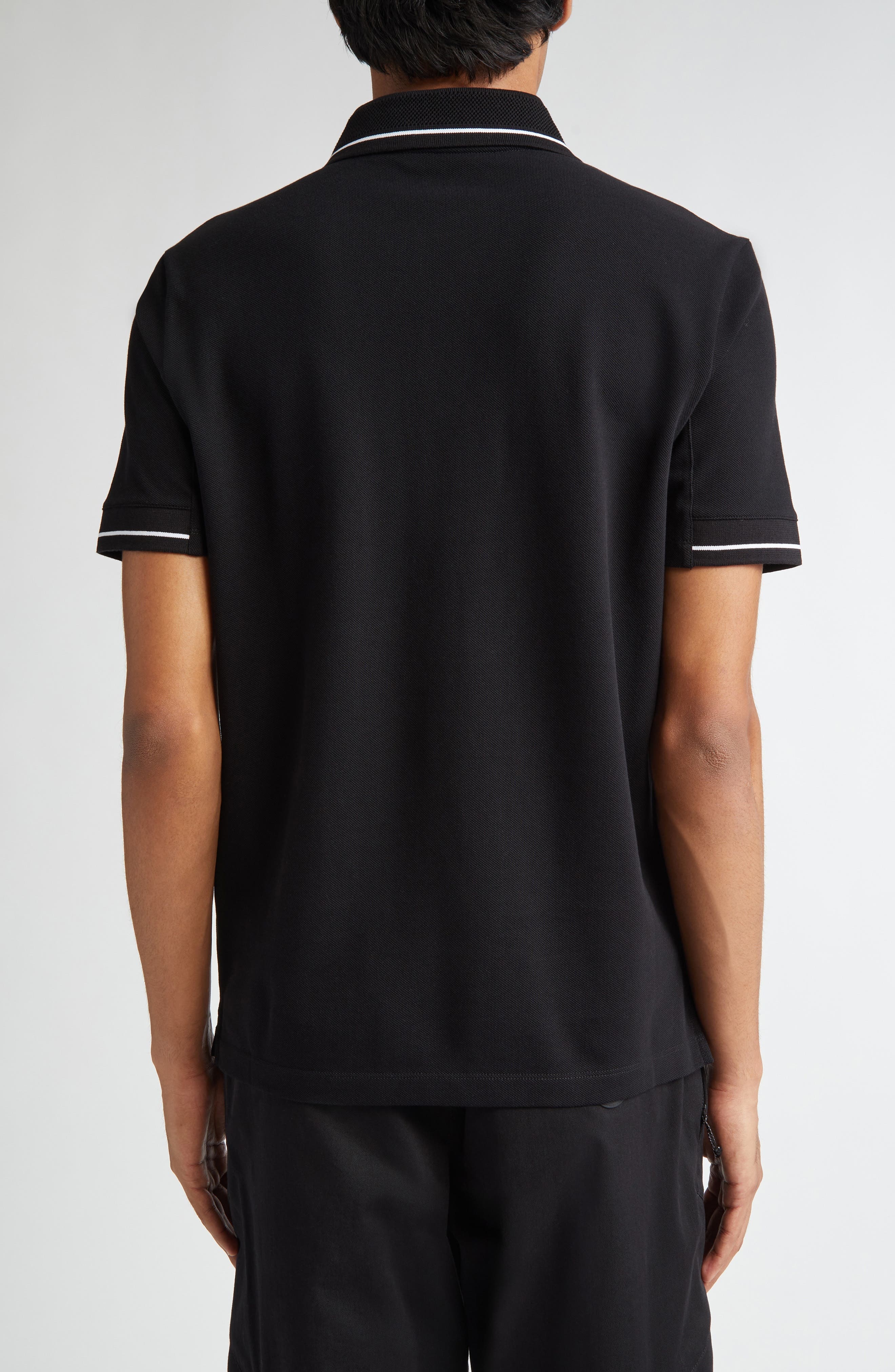 Moncler Tipped Cotton Piqué Polo in Black at Nordstrom - 2