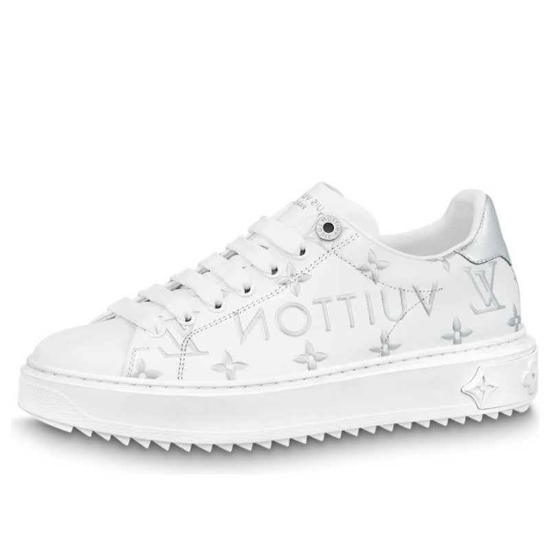 (WMNS) LOUIS VUITTON Time Out Sneakers 'White with Silver Monogram' 1AAVV6 1