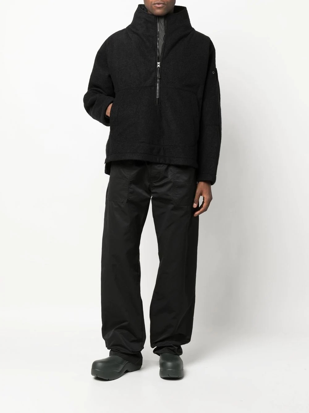 high neck cotton zip-up jacket - 2