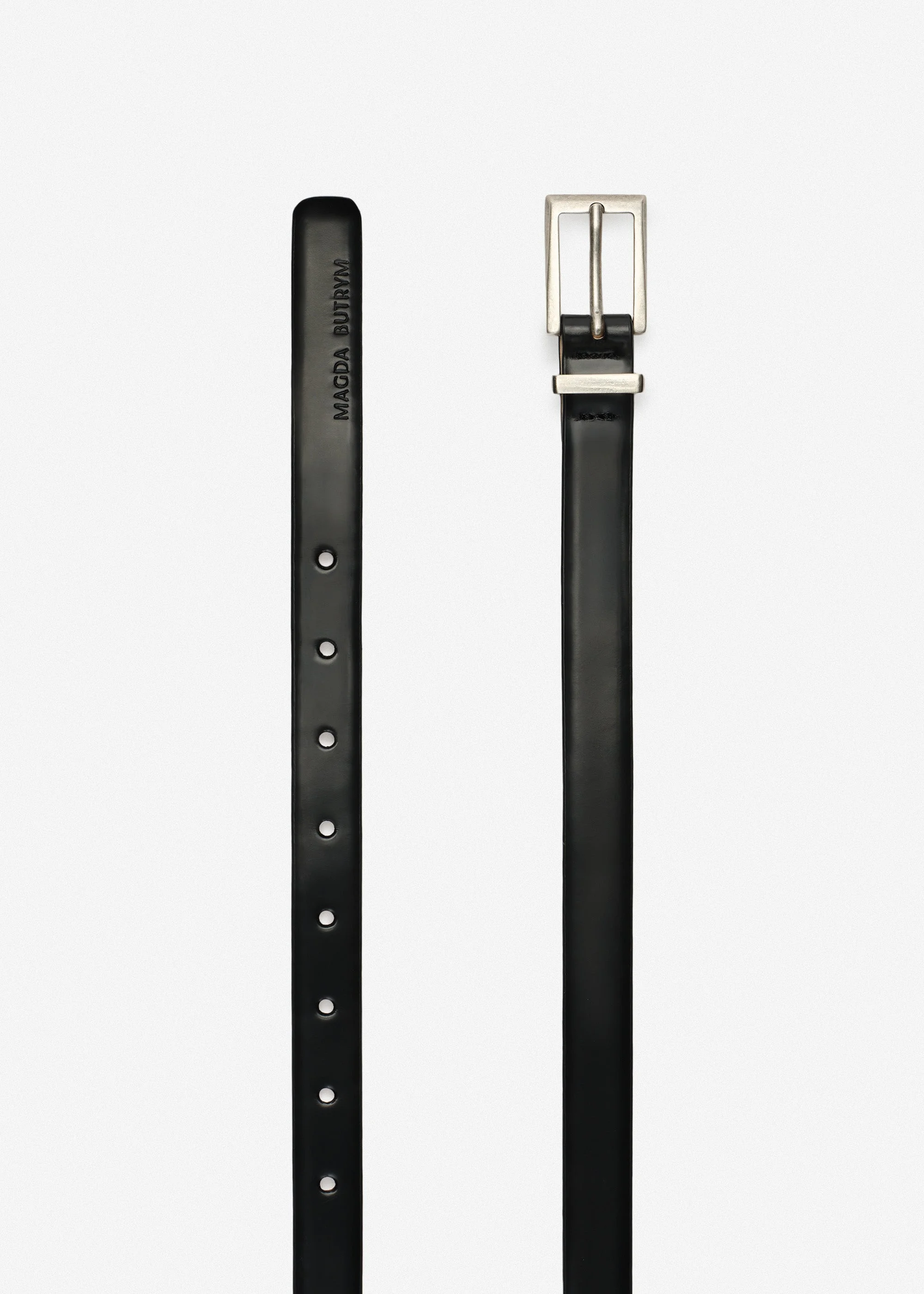 Leather belt with rectangular buckle in black - 1
