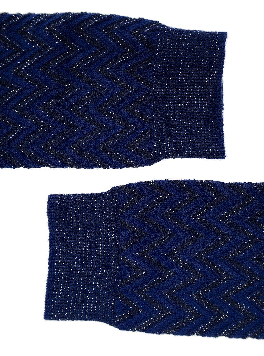 Missoni Women Black And Blue Iconic Zig Zag Short Socks In Lightweight Lamé Knit Woman Missoni - 3