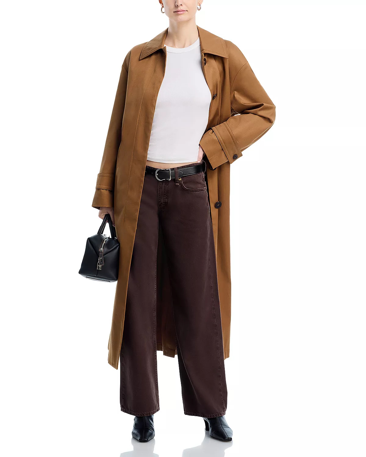 Saige High Rise Relaxed Straight Jeans in Dark Brown - 2