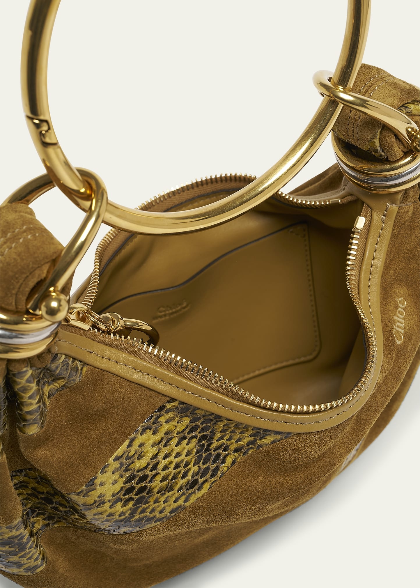 Bracelet Shoulder Bag in Calfskin Suede and Snakeskin - 4