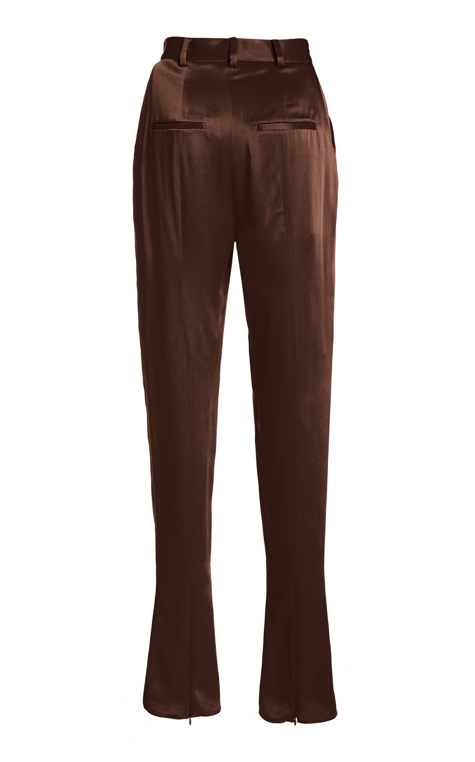 Double-Faced Satin High-Waisted Pleated Trousers brown - 4