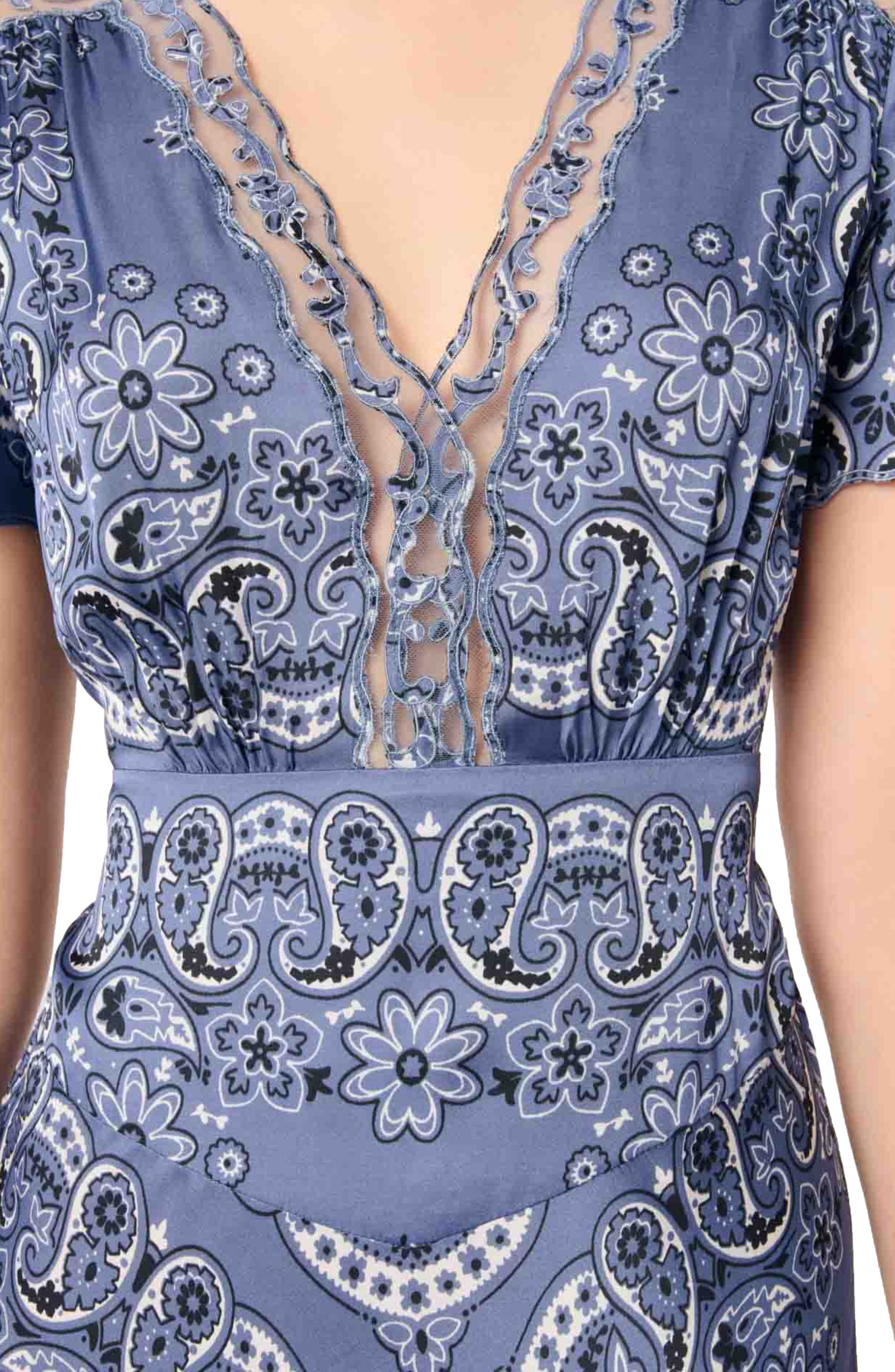 maje Patterned flowing maxi dress in Blue Bandana Print at Nordstrom - 5
