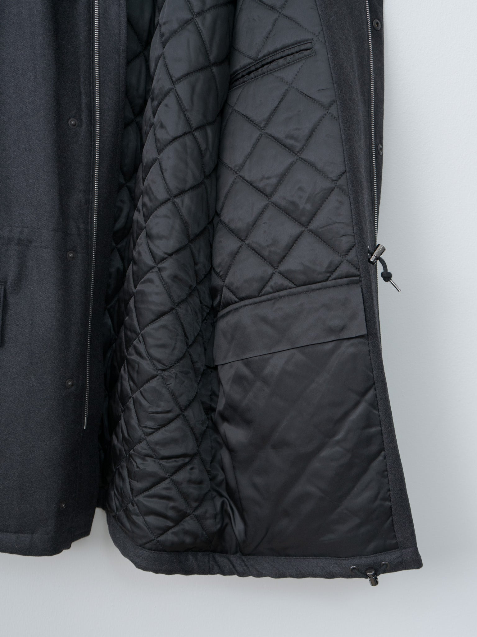 Wool Fulling Flannel Padded Over Blouson - Top Charcoal - 9