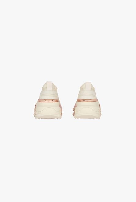 White and pink leather and suede B-Bold low-top sneakers - 3