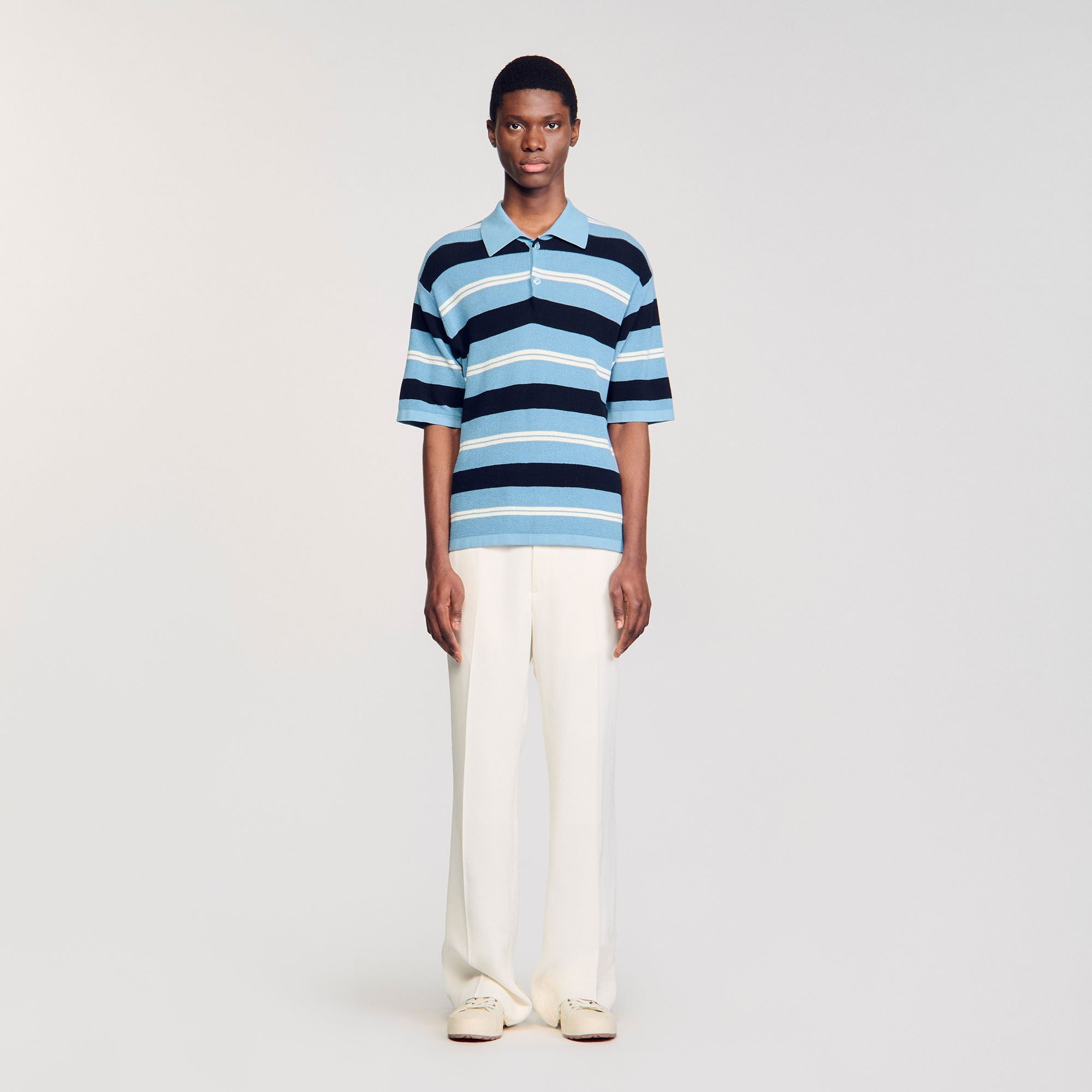 STRIPED KNIT POLO SHIRT - 2
