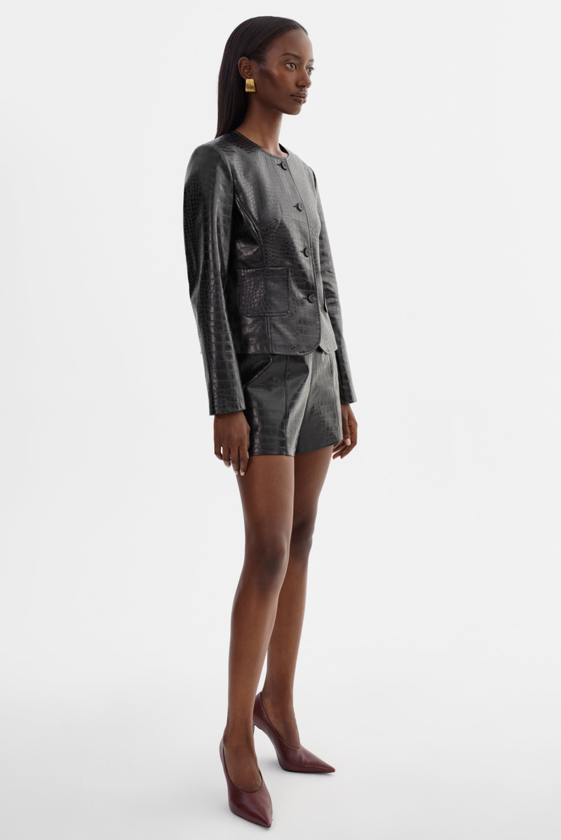 AGNES | Faux Leather Croco Jacket 5