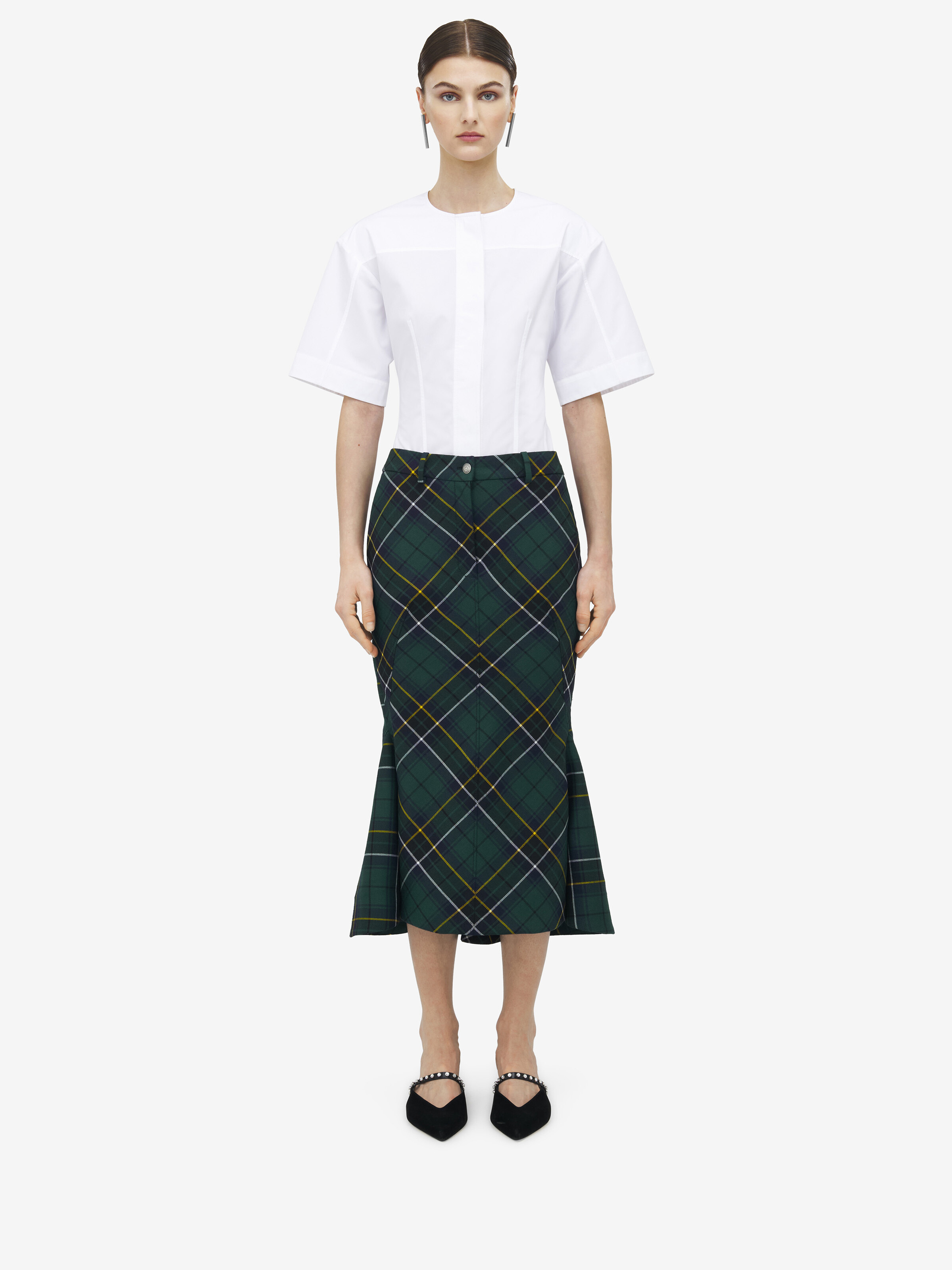 Kickback Wool Tartan Skirt - 3