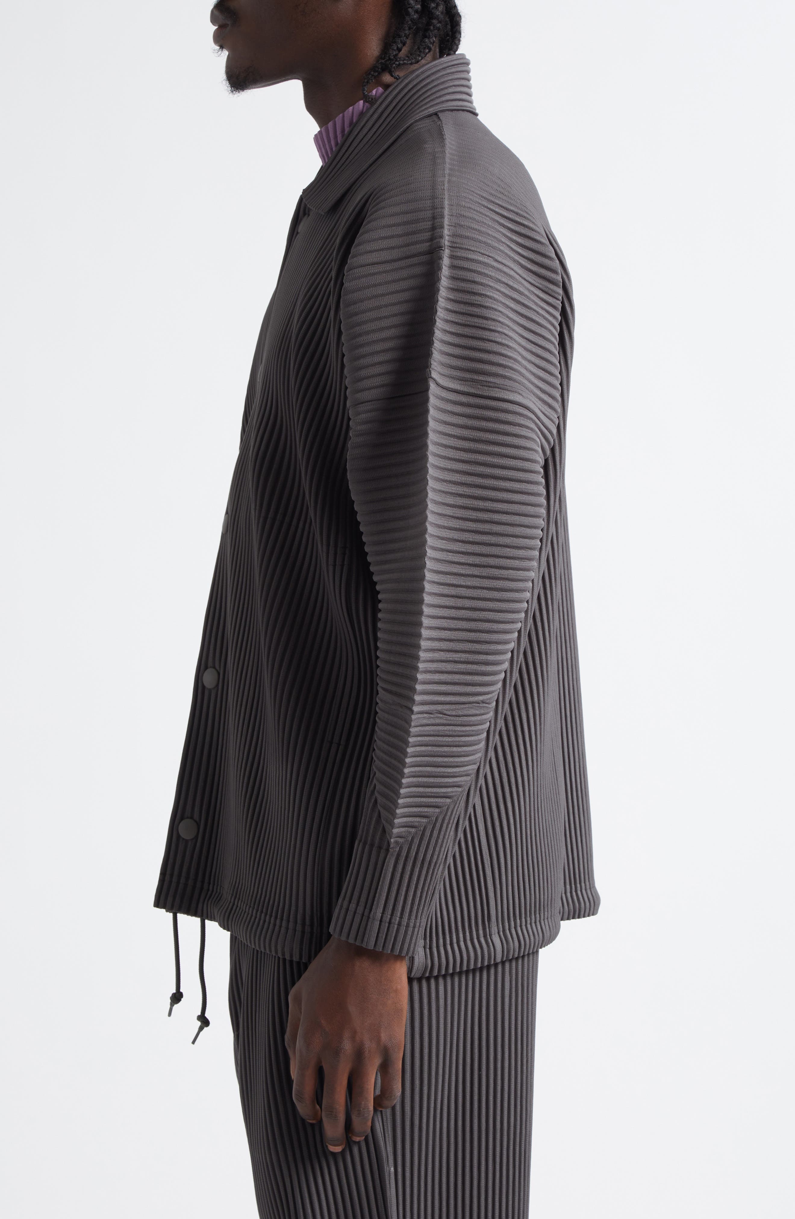 Homme Plissé Issey Miyake Monthly Colors March Pleated Shirt Jacket in Charcoal Gray at Nordstrom - 4