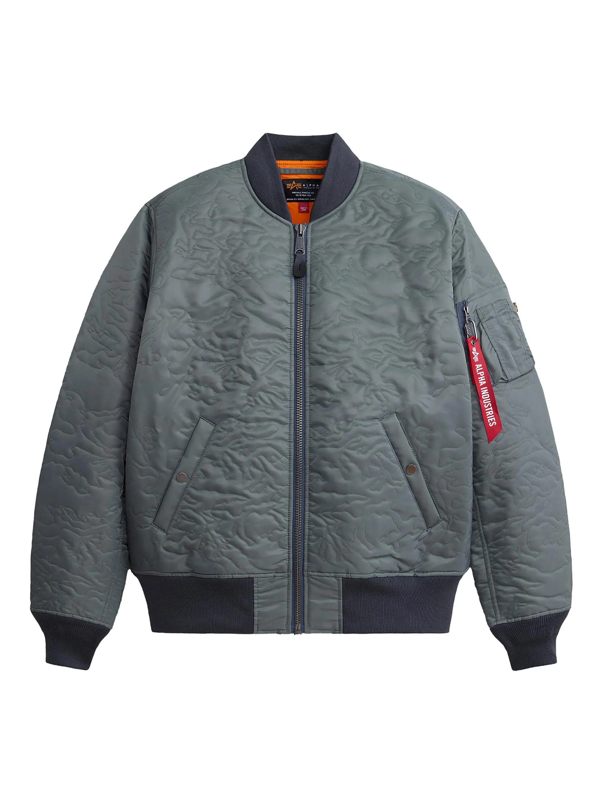 Men's Camo Quilted Ma-1 Flight Jacket - Field Gray - 1