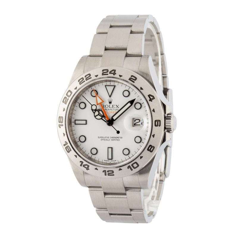Pre-owned Rolex Explorer II 216570 White Dial - 2