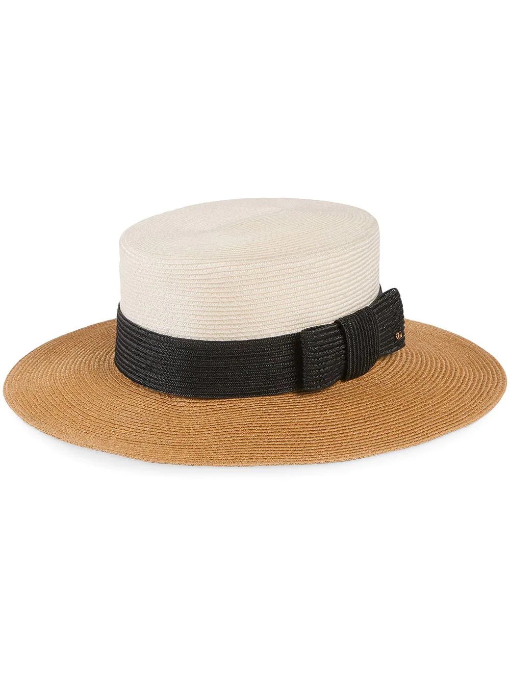 wide-brim straw-effect hat - 1