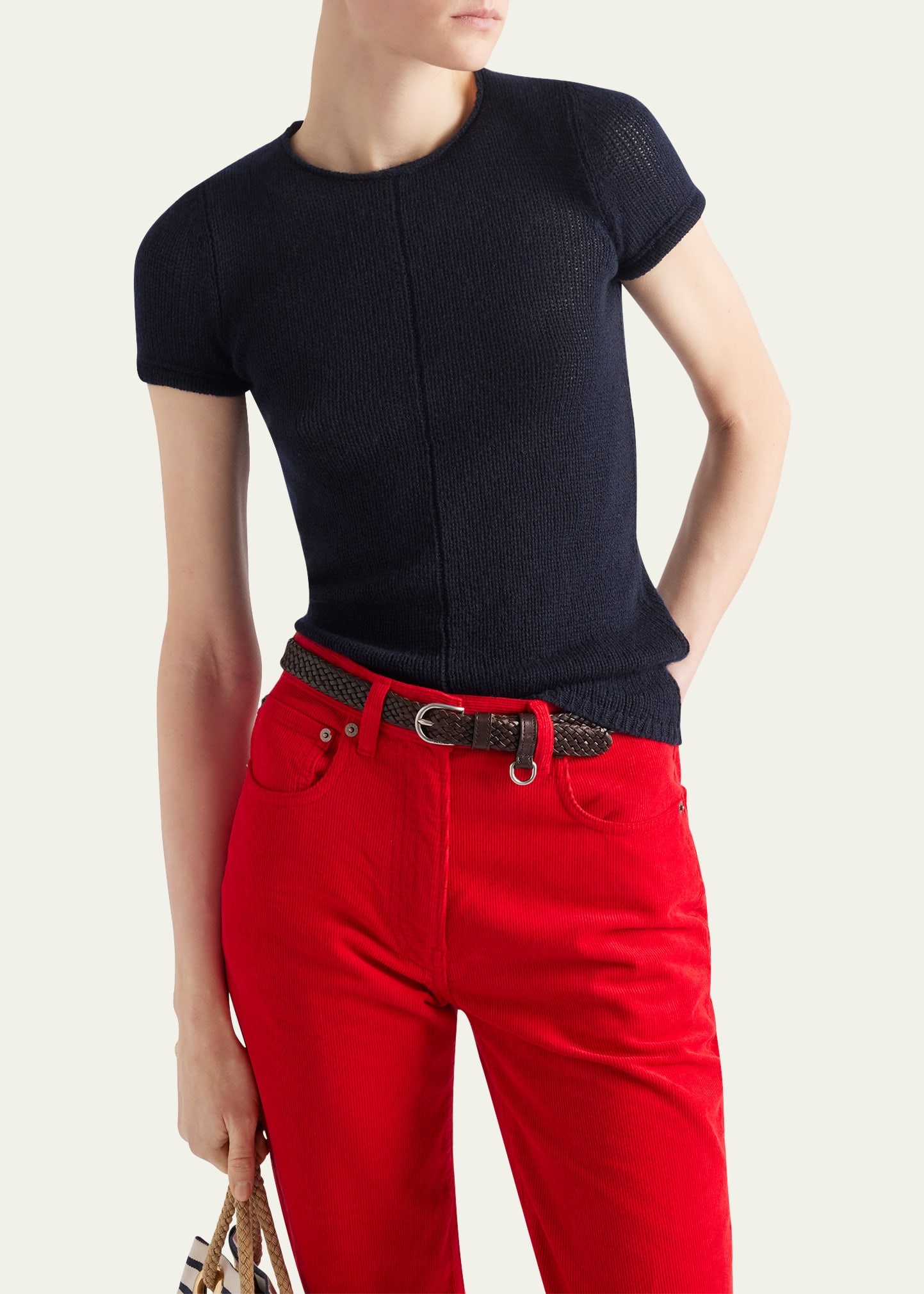 Short Sleeve Cashmere Sweater - 4