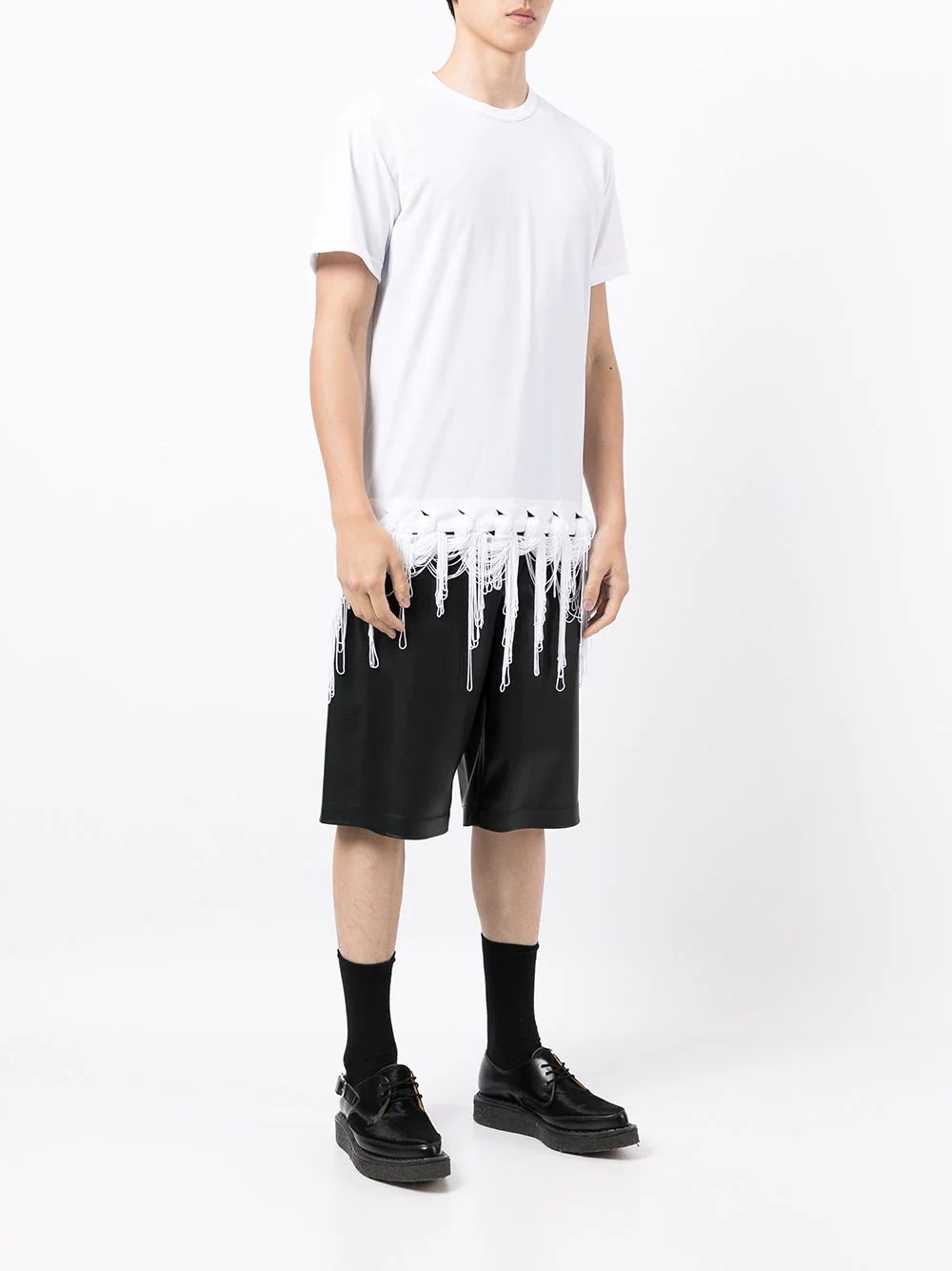 fringed rope-hem T-shirt - 3