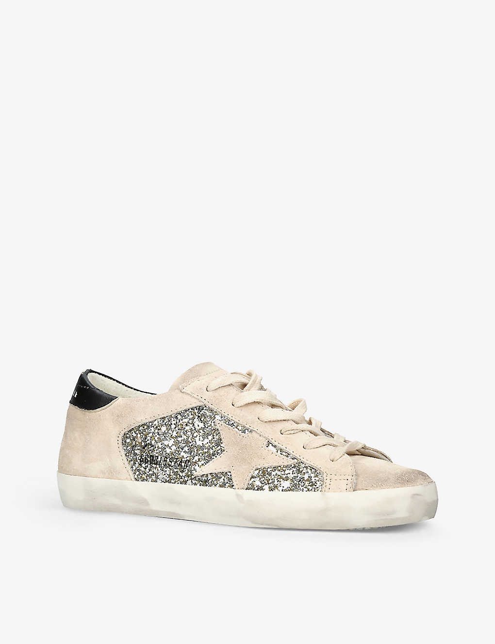 Superstar star-appliqué glitter leather low-top trainers - 3