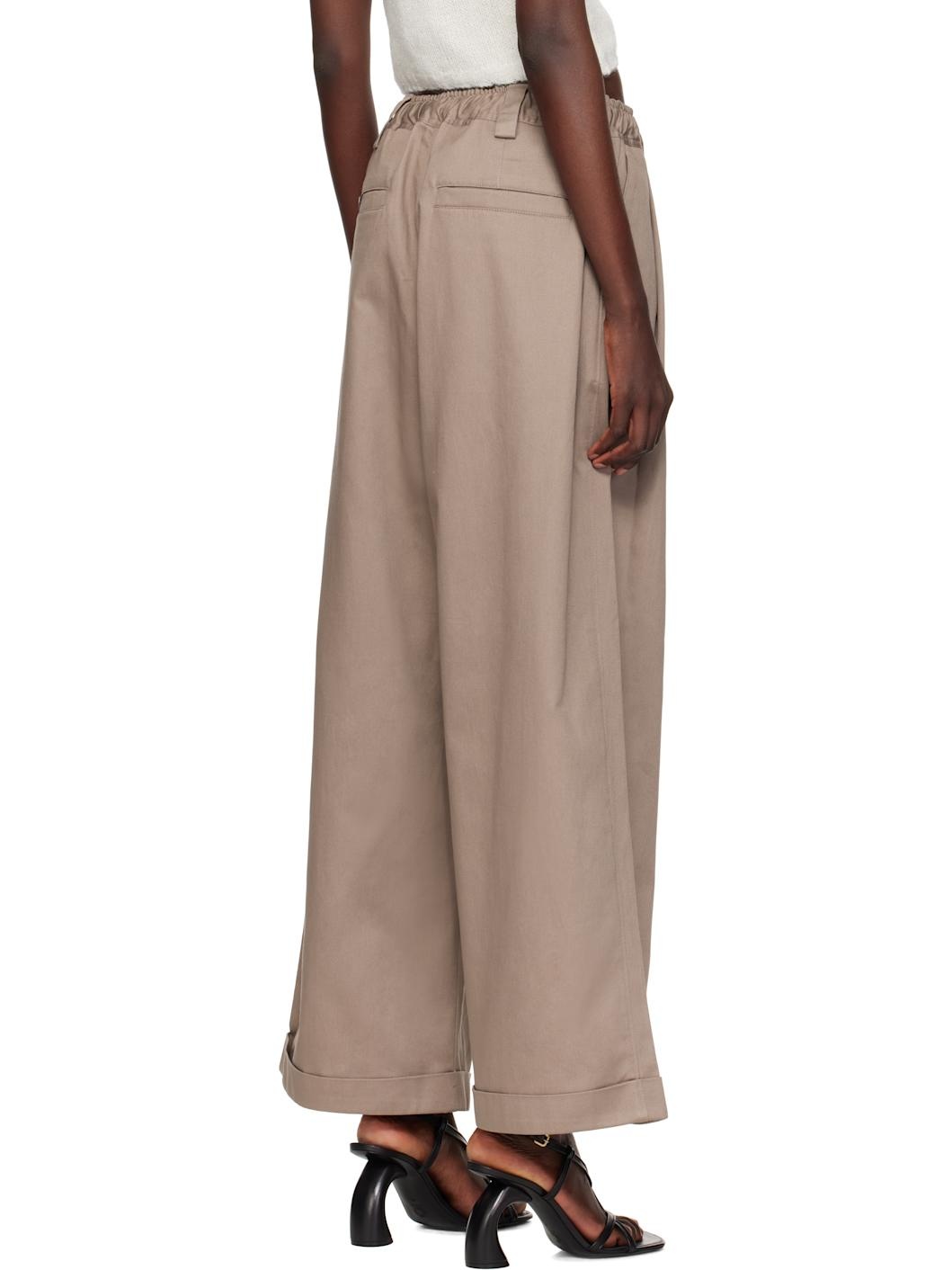 Gray Light Cotton Gabardine Drawstring Trousers - 3