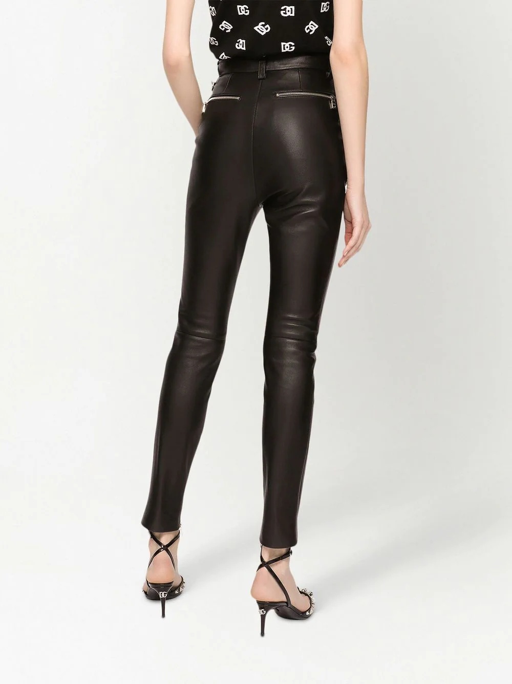 coated high-waist skinny-cut trousers - 4