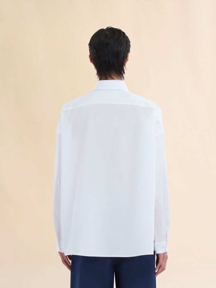 WHITE ORGANIC POPLIN SHIRT WITH PEEPING MARNI LOGO - 3