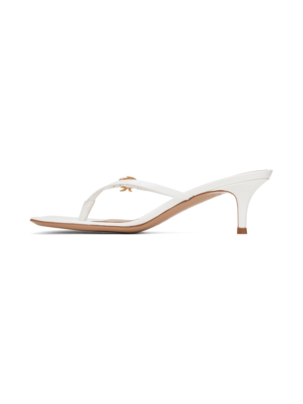 White Thong Heeled Sandals - 3