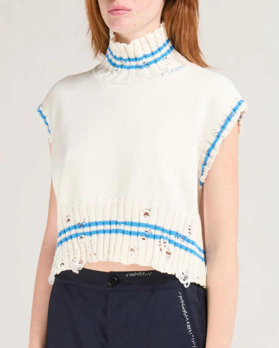 SLEEVELESS DISHEVELED TURTLENECK SWEATER - 3