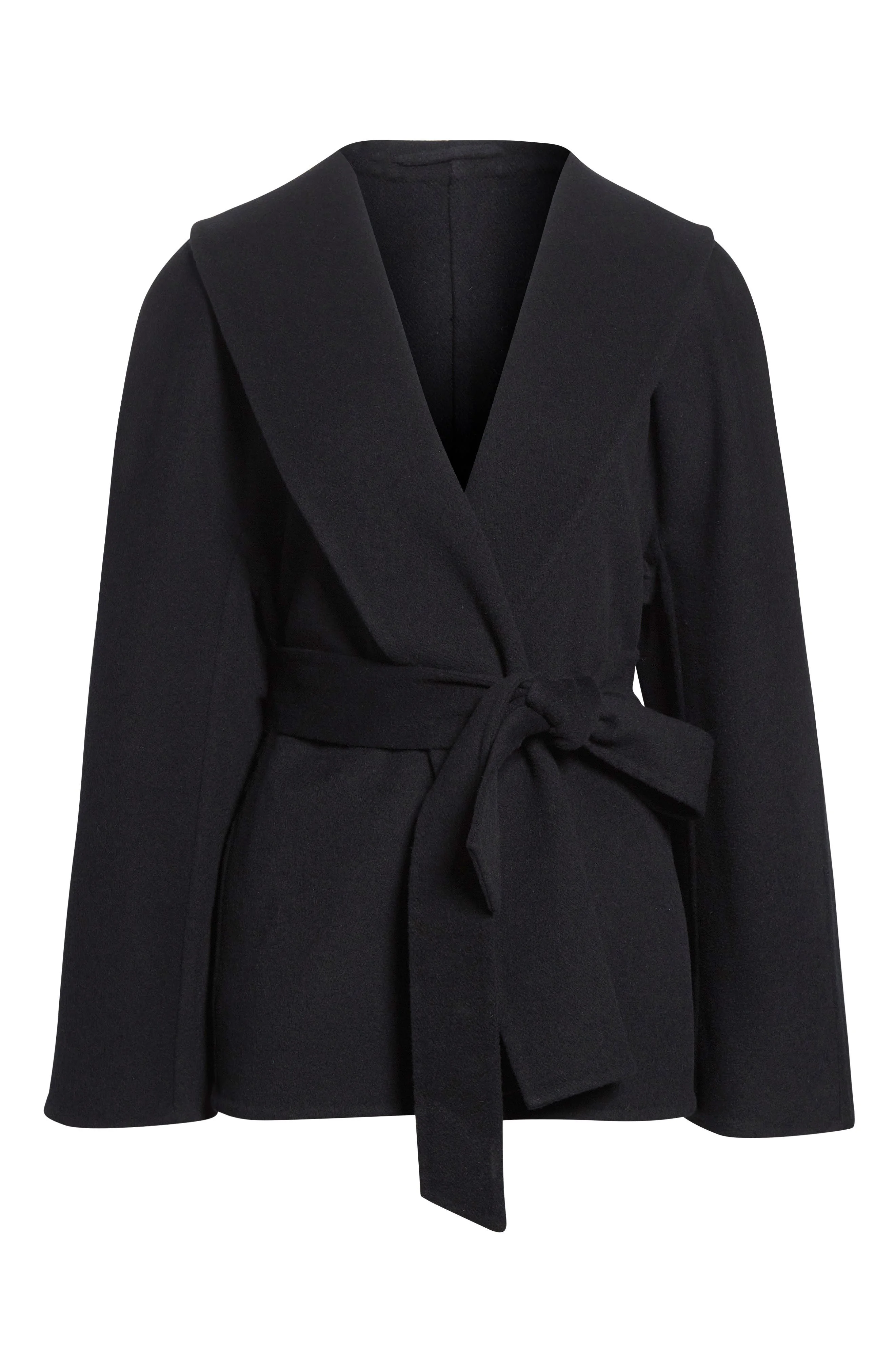 Balenciaga Short Double Face Wool Wrap Coat in 1000 Black at Nordstrom - 1