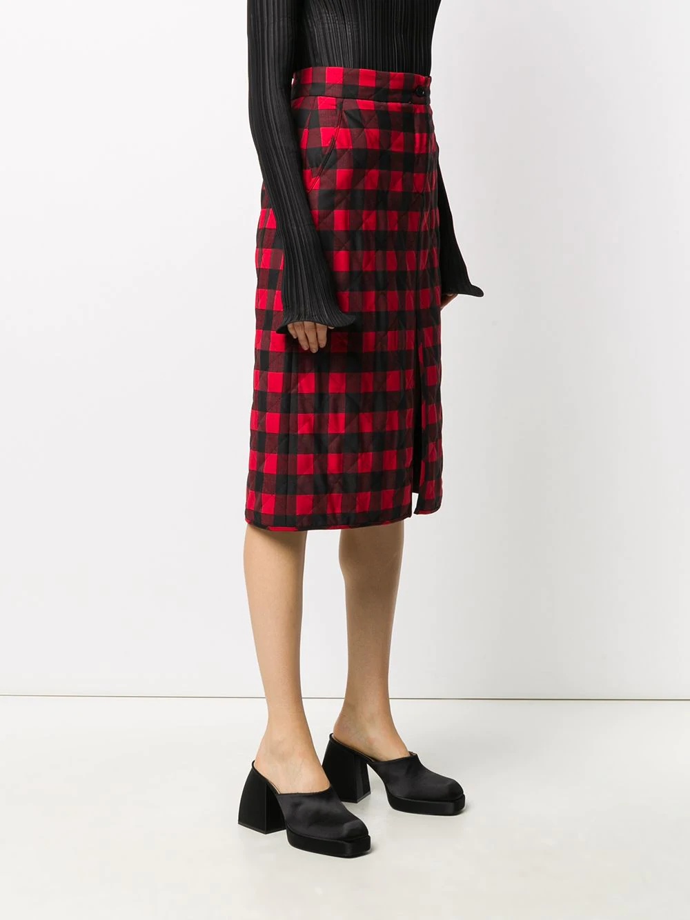 checked midi skirt  - 3