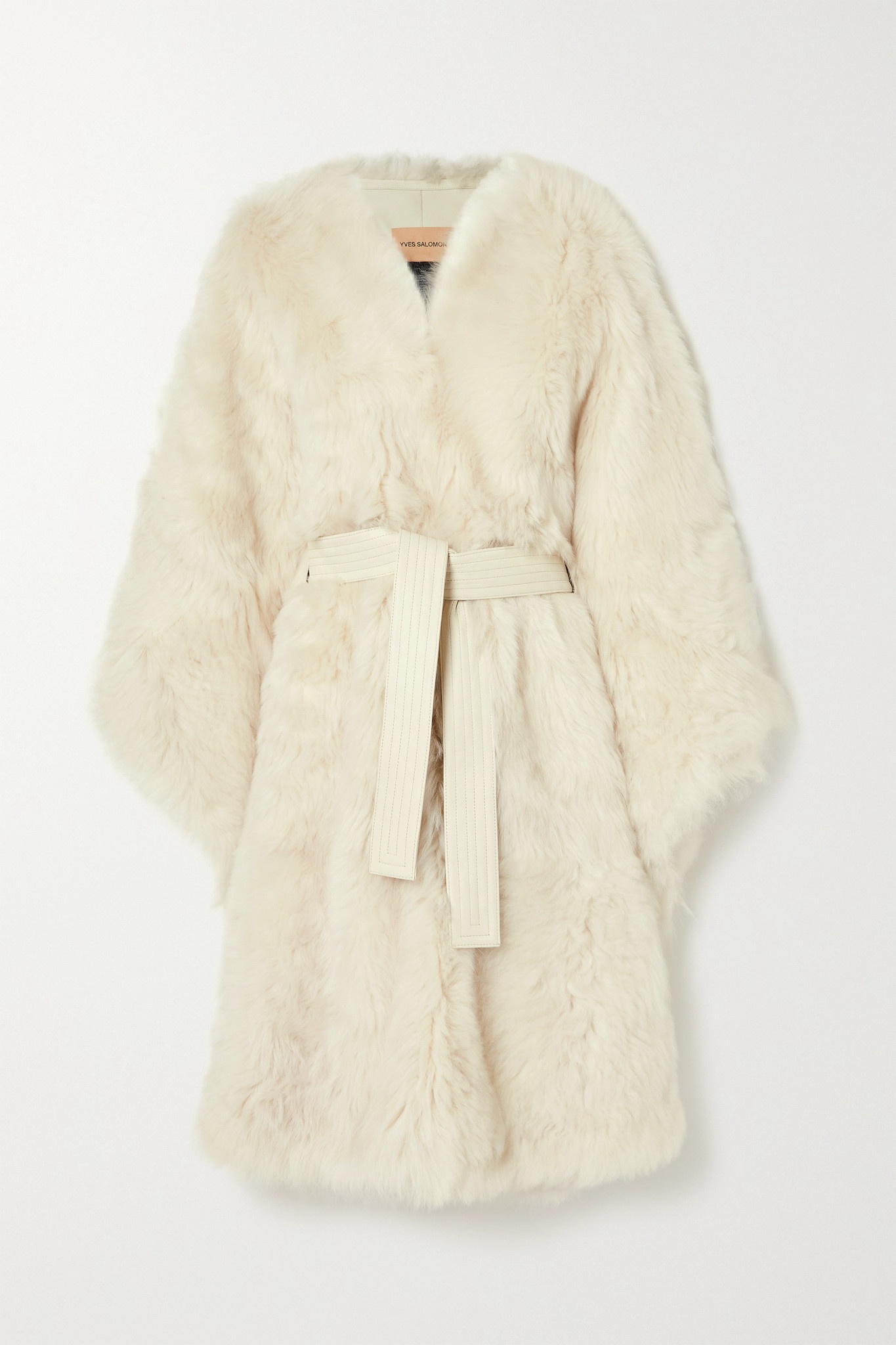 Belted shearling cape - 1