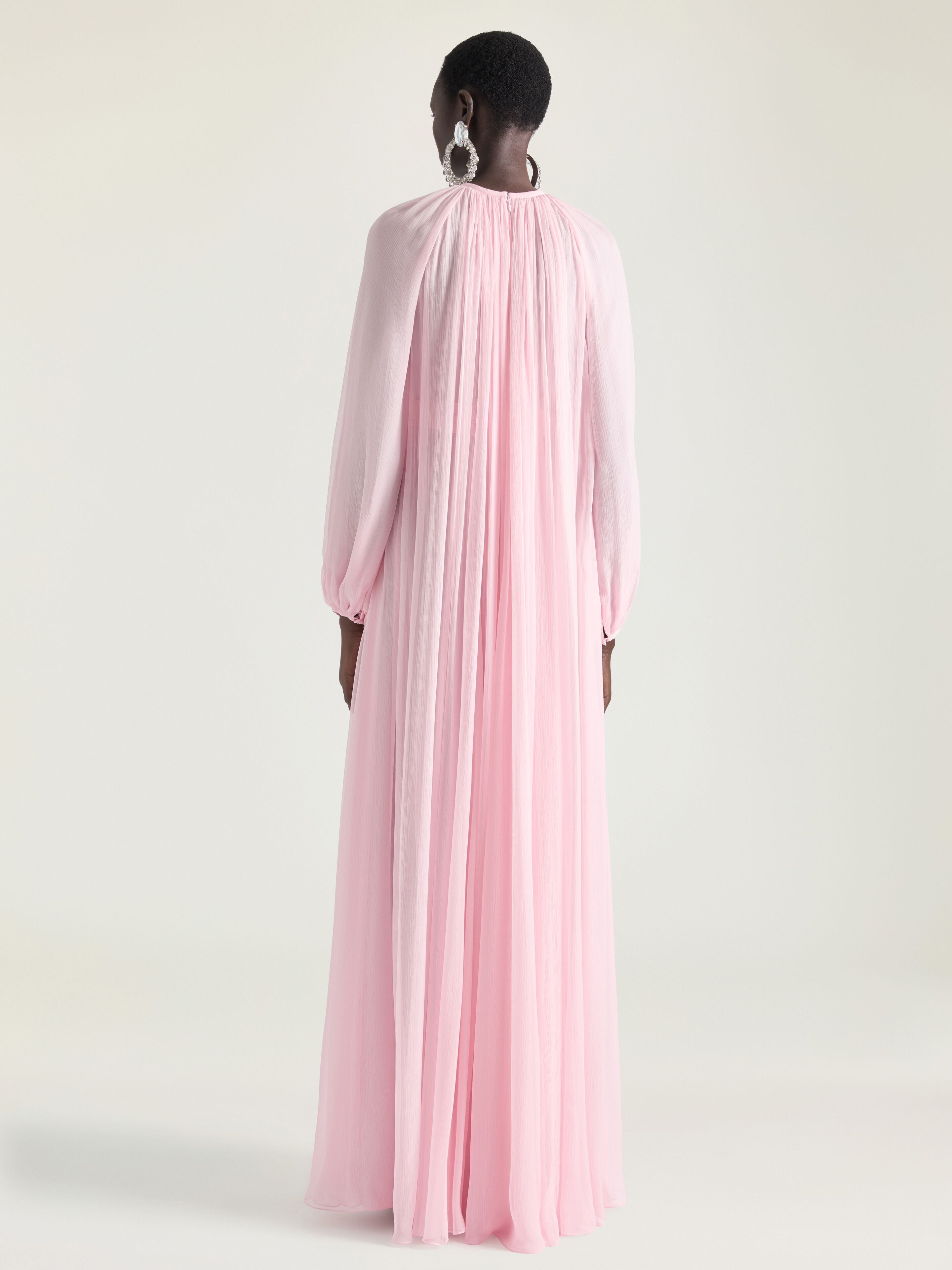 BALLOON SLEEVES EVENING DRESS IN SILK CHIFFON - 3