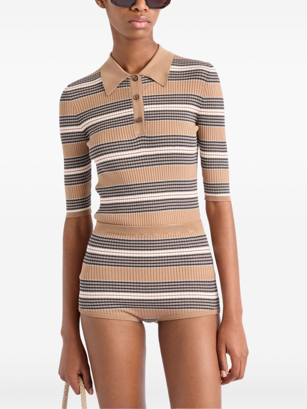 striped ribbed mini shorts - 5