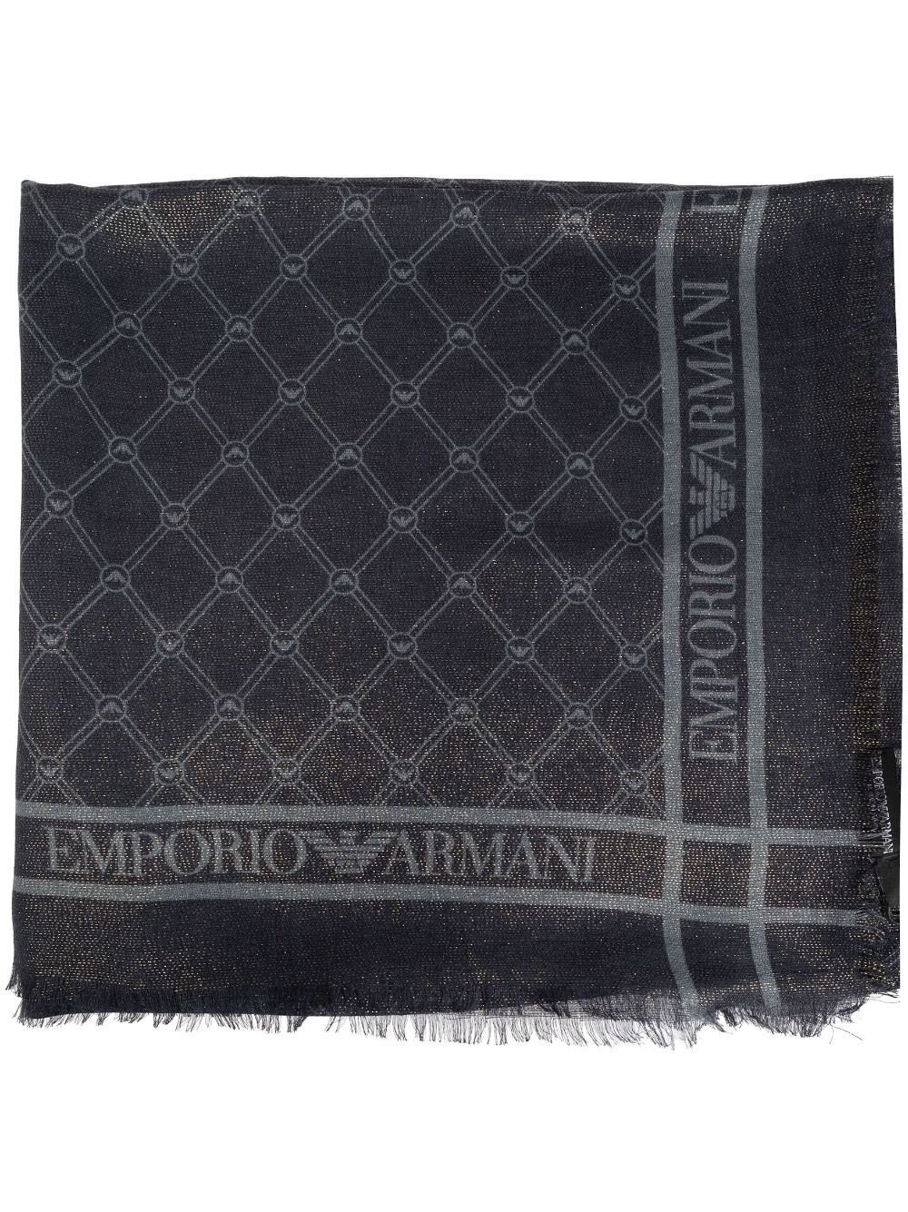 logo-jacquard frayed scarf - 1