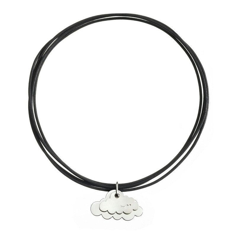 THICK COTTON CORD IN BLACK & CLOUD CHARM IN STERLING SILVER 1