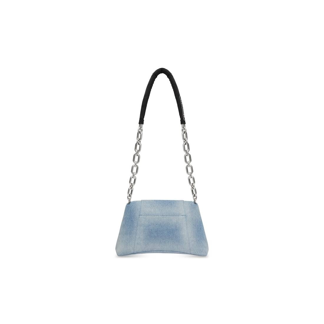 downtown small shoulder bag with chain in denim - 5
