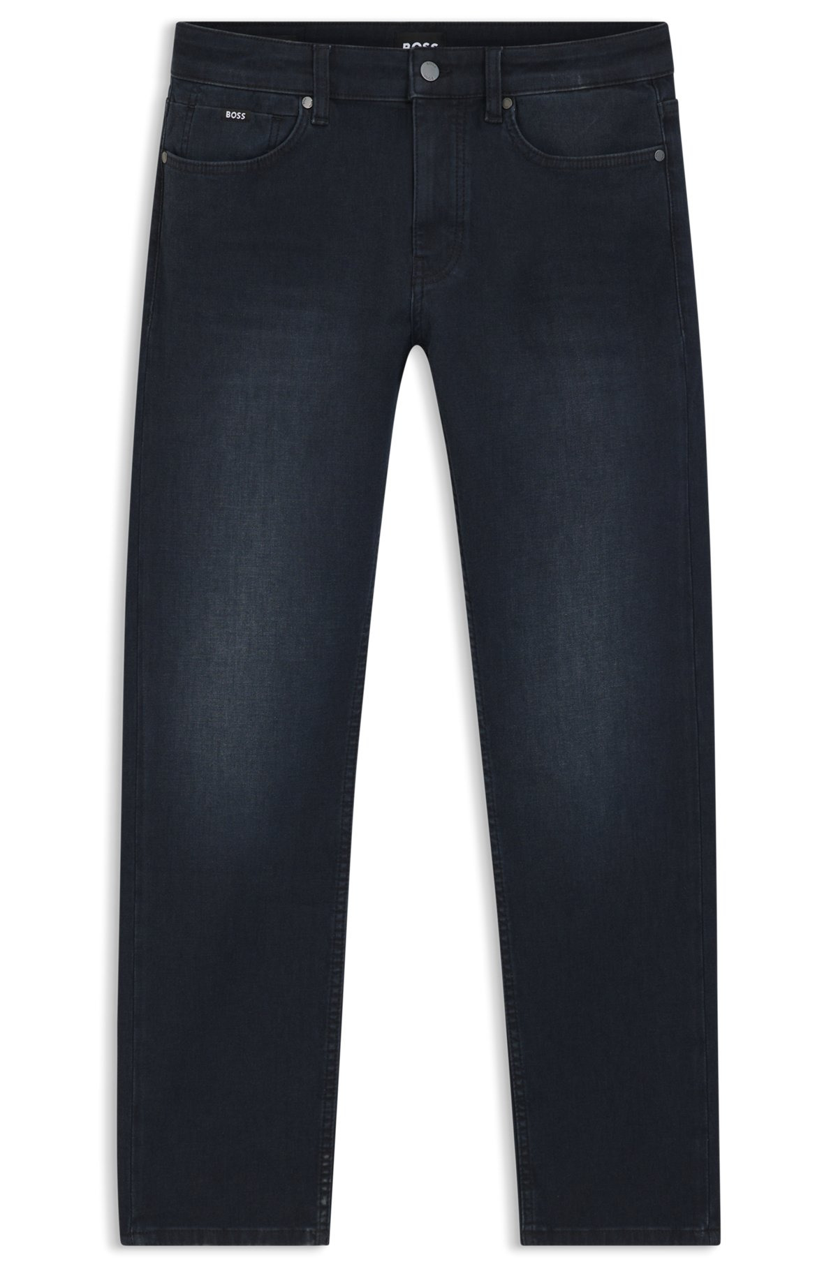 SLIM-FIT JEANS IN MID-BLUE KNITTED DENIM - 1