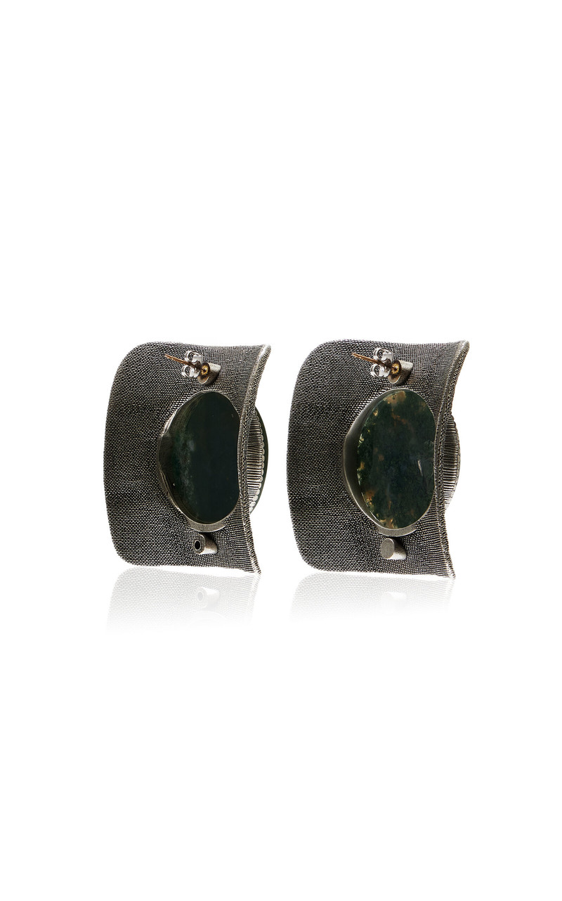BRANDON MAXWELL The Odette Art Deco Stone Earring green outlook