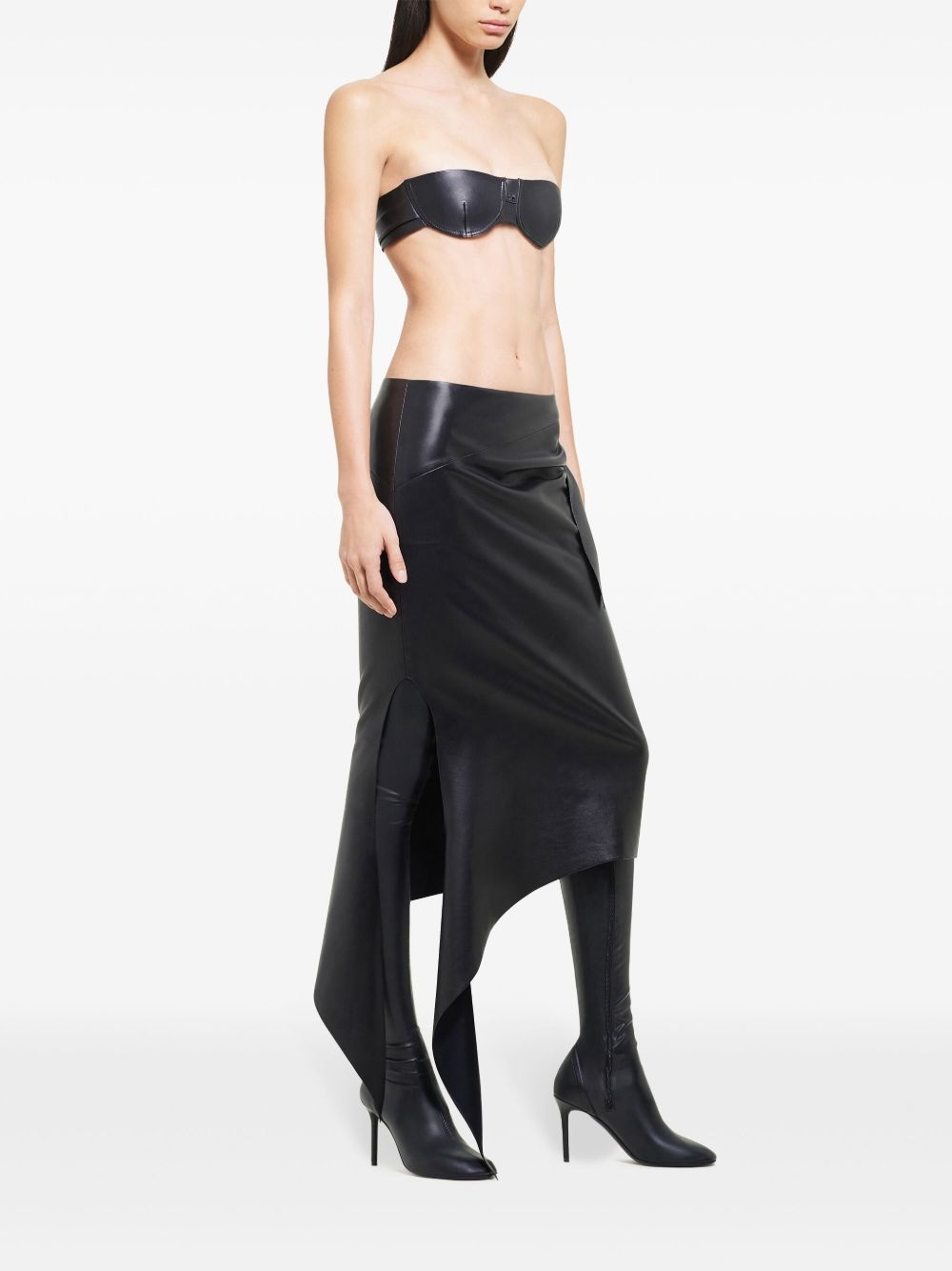 slash leather skirt - 3