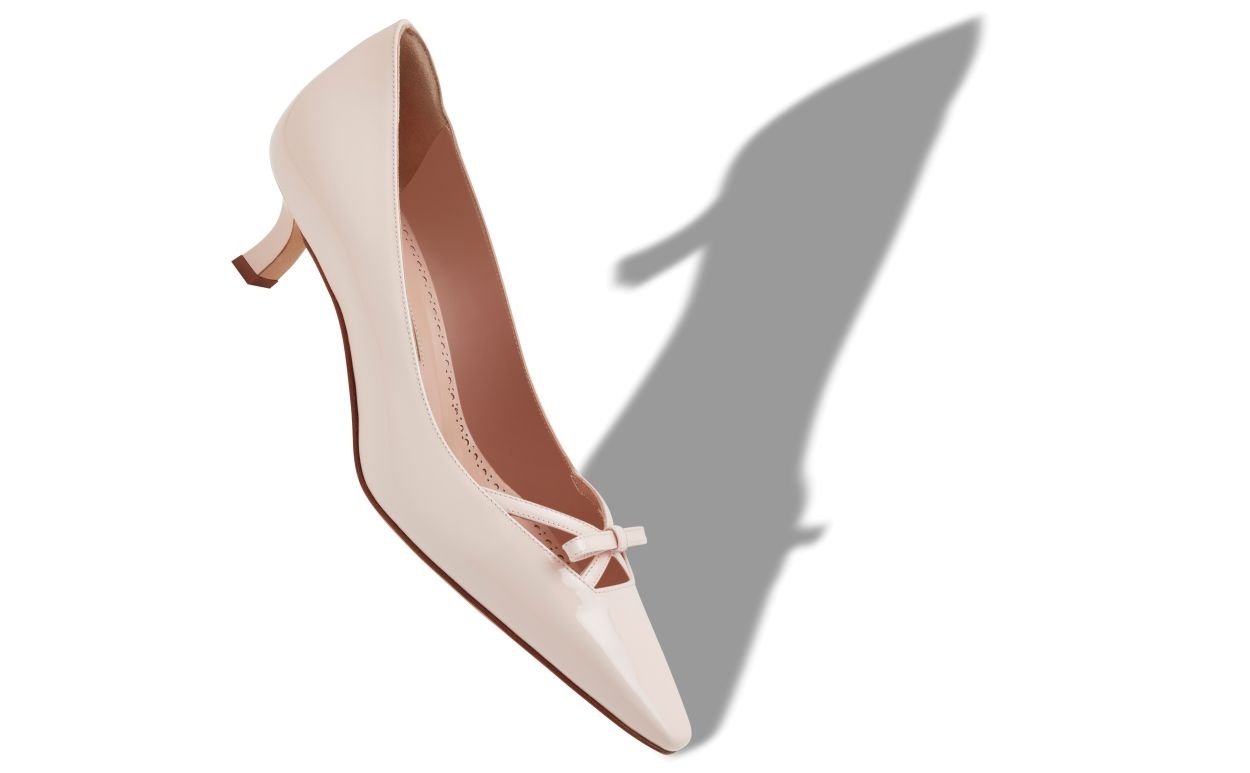 Light Pink Patent Leather Bow Detail Pumps - 2