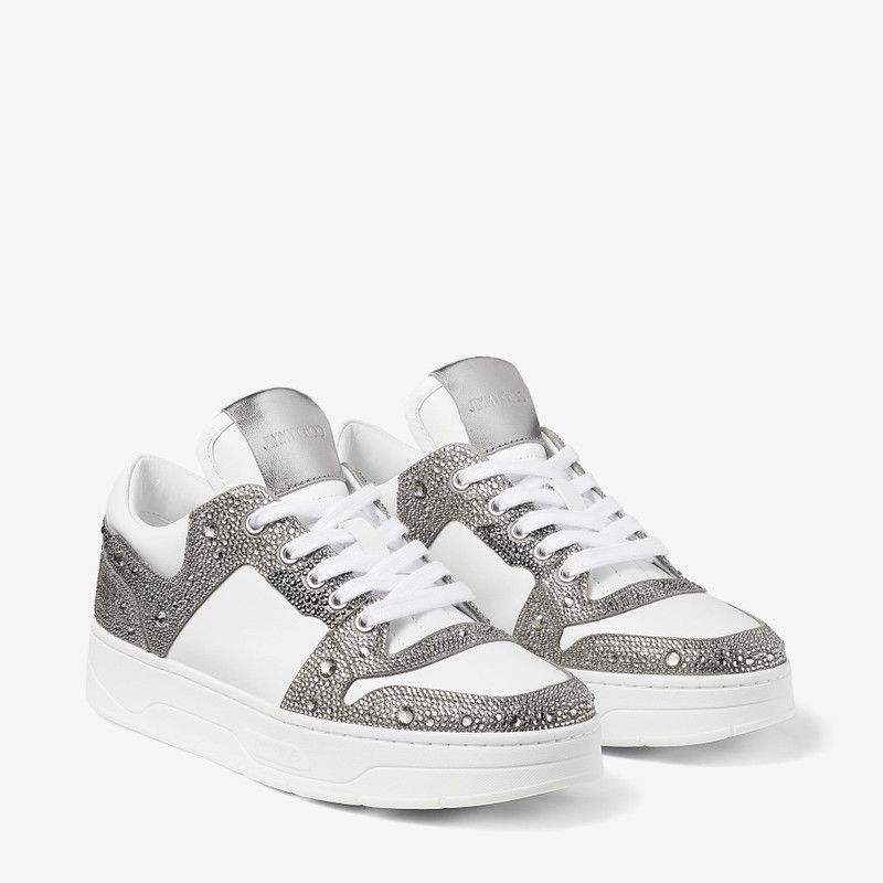 Florent/F
White Leather and Shimmer Suede Trainers with Crystals 2