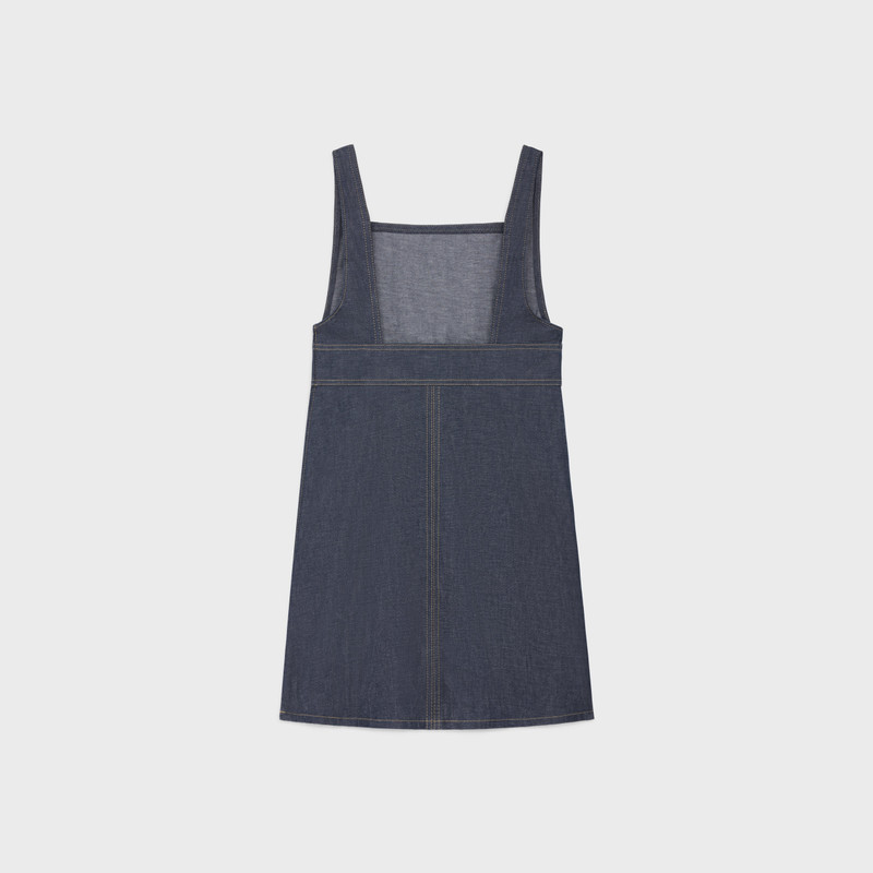 CELINE empire mini dress in raw wash denim outlook