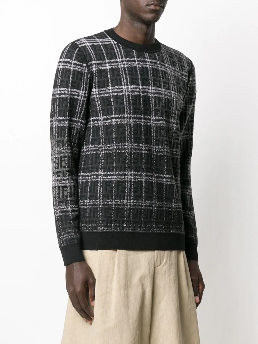 jacquard FF motif check jumper - 3