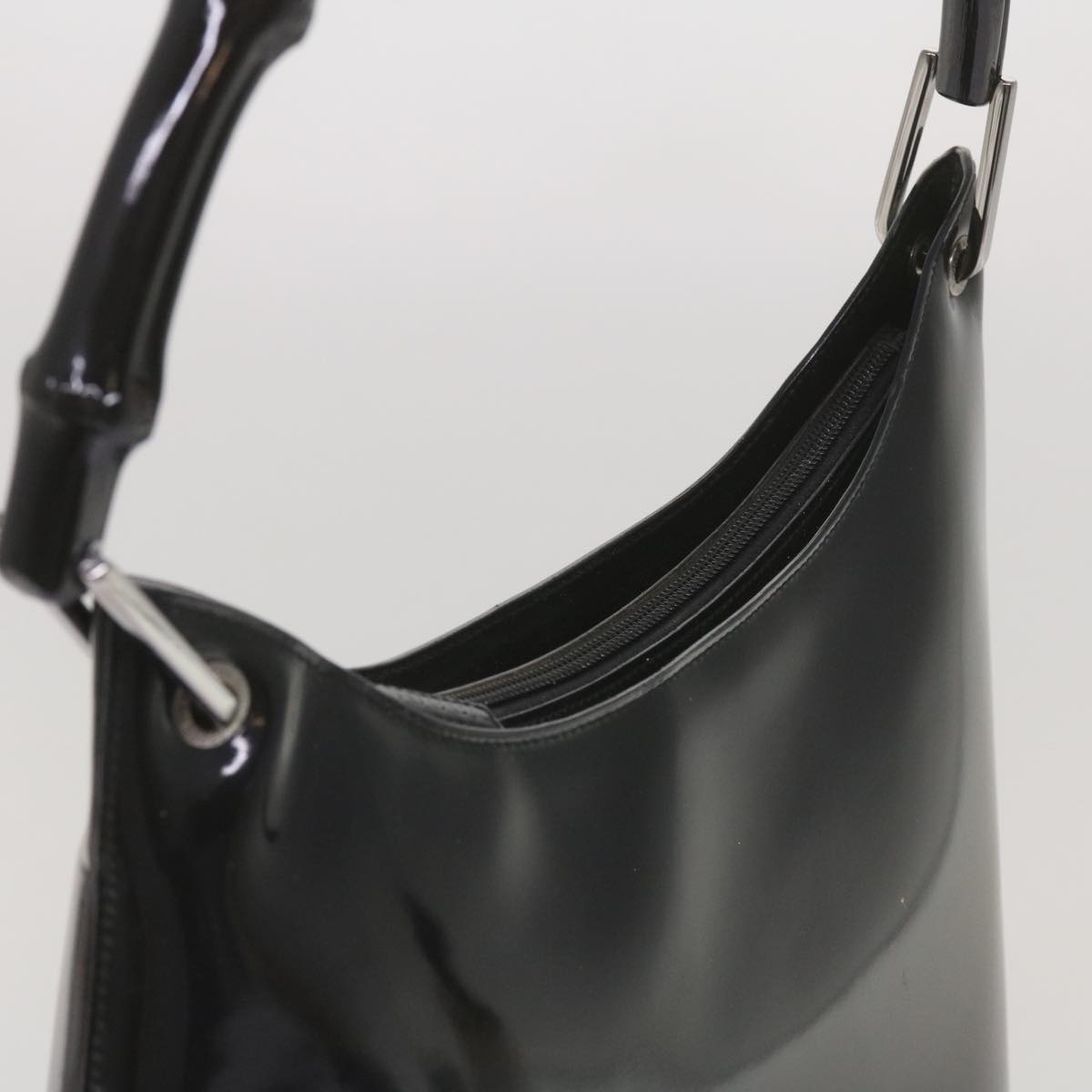 GUCCI Bamboo Hand Bag Leather Black - 6