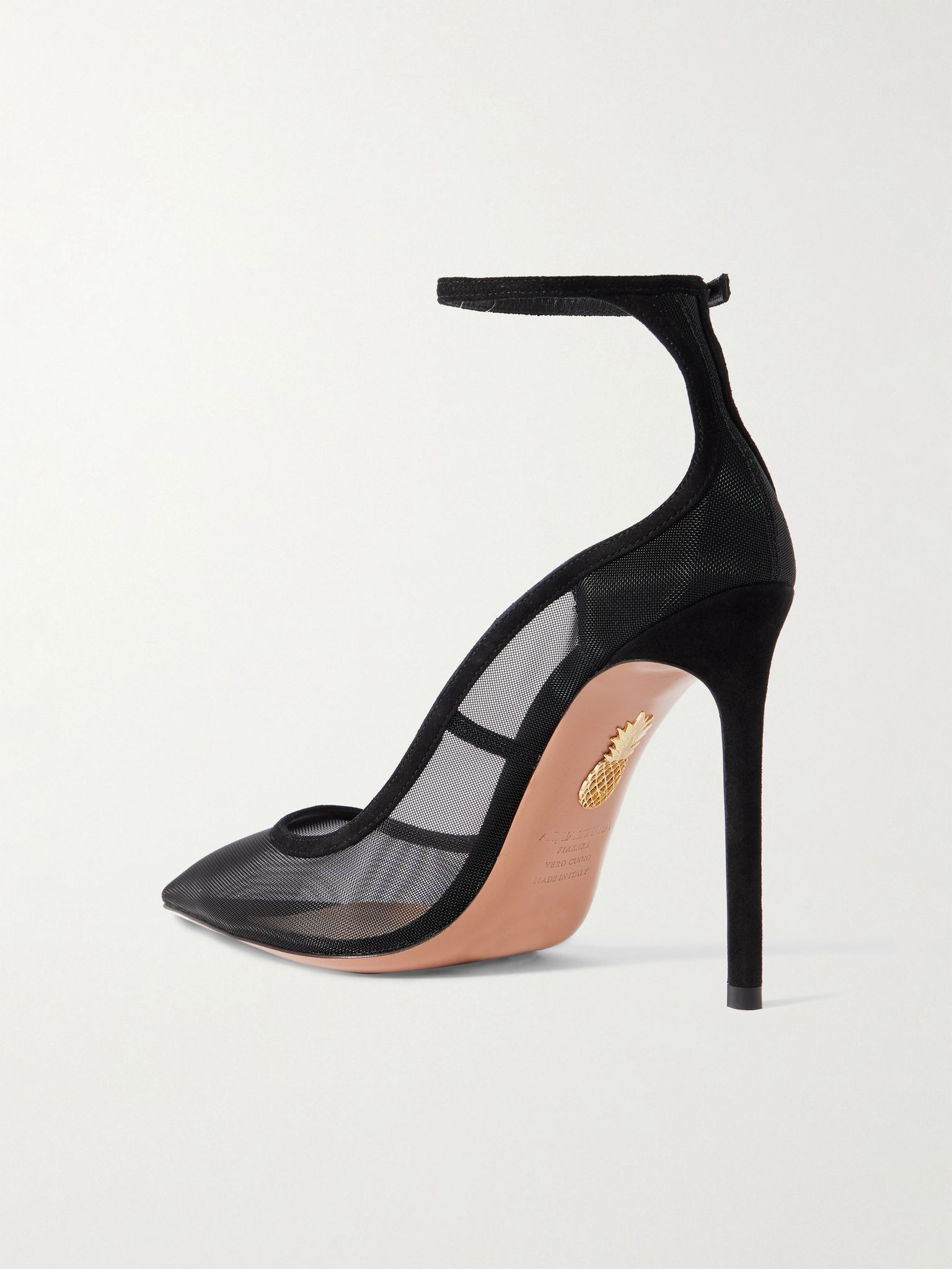 Love Affair 105 suede-trimmed mesh pumps Black - 3
