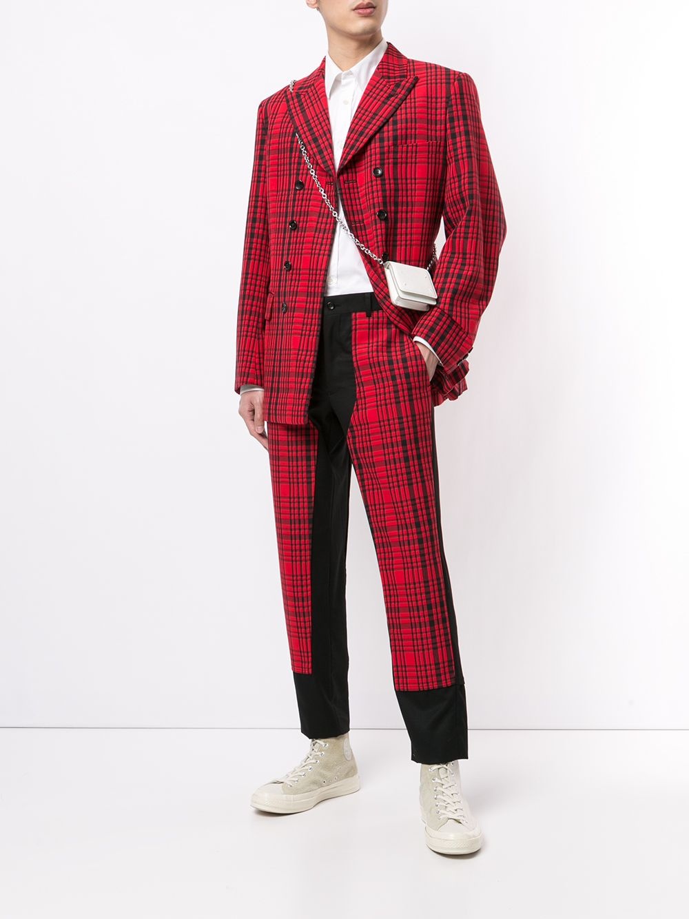 checked single-breasted blazer - 2