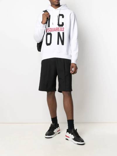 DSQUARED2 logo-print drawstring hoodie outlook