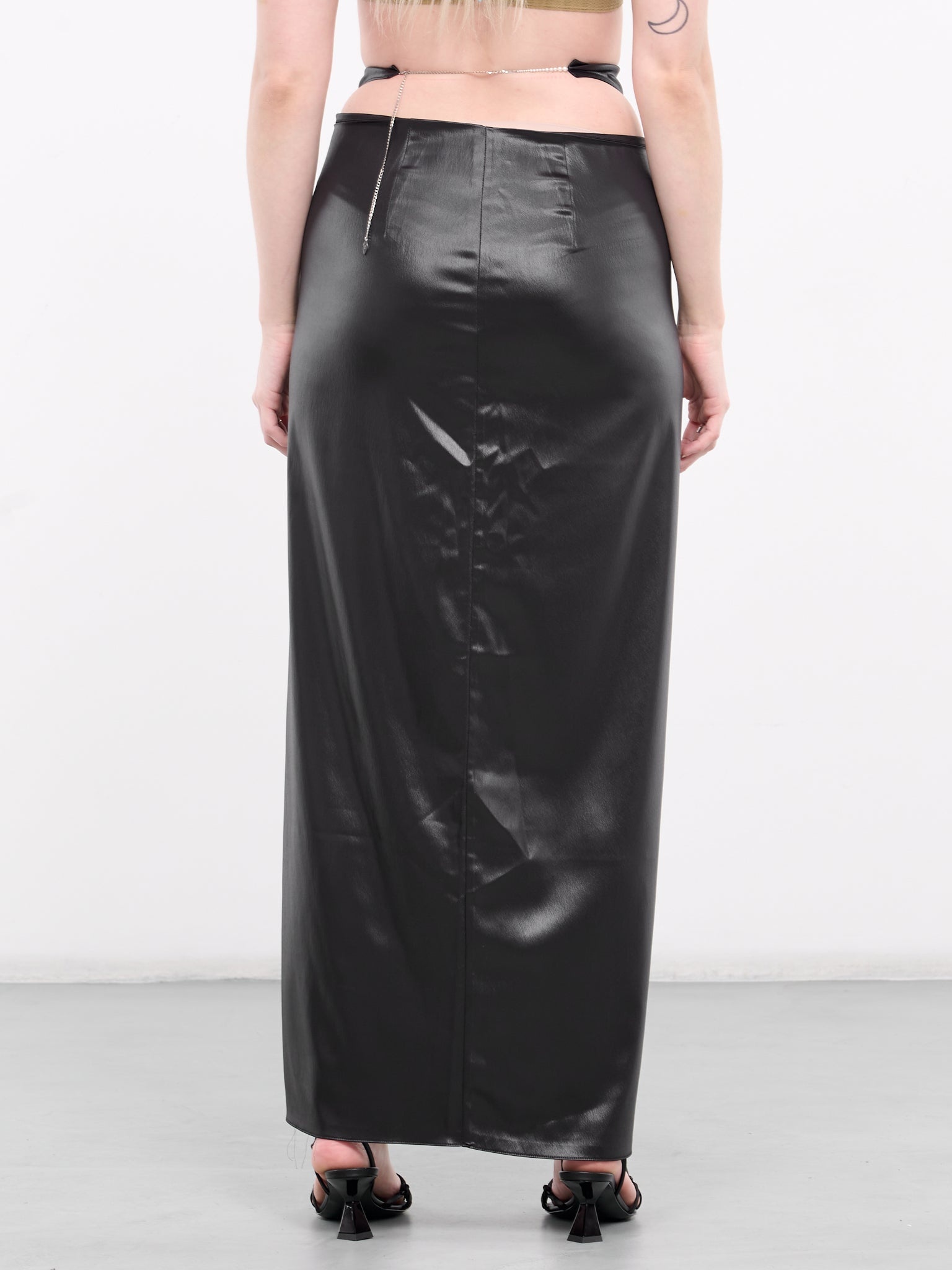 Crinkle Satin Wrap Skirt - 3