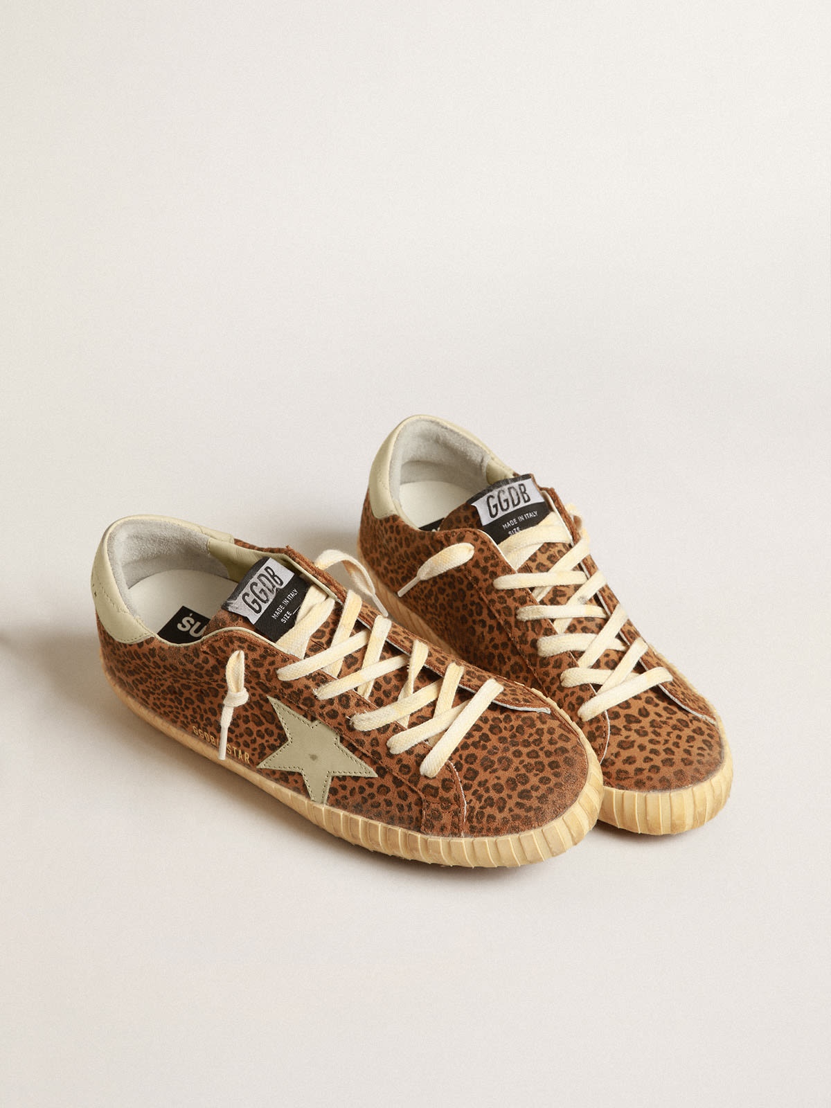 Super-Star in suede with leopard print and cream leather star - 2