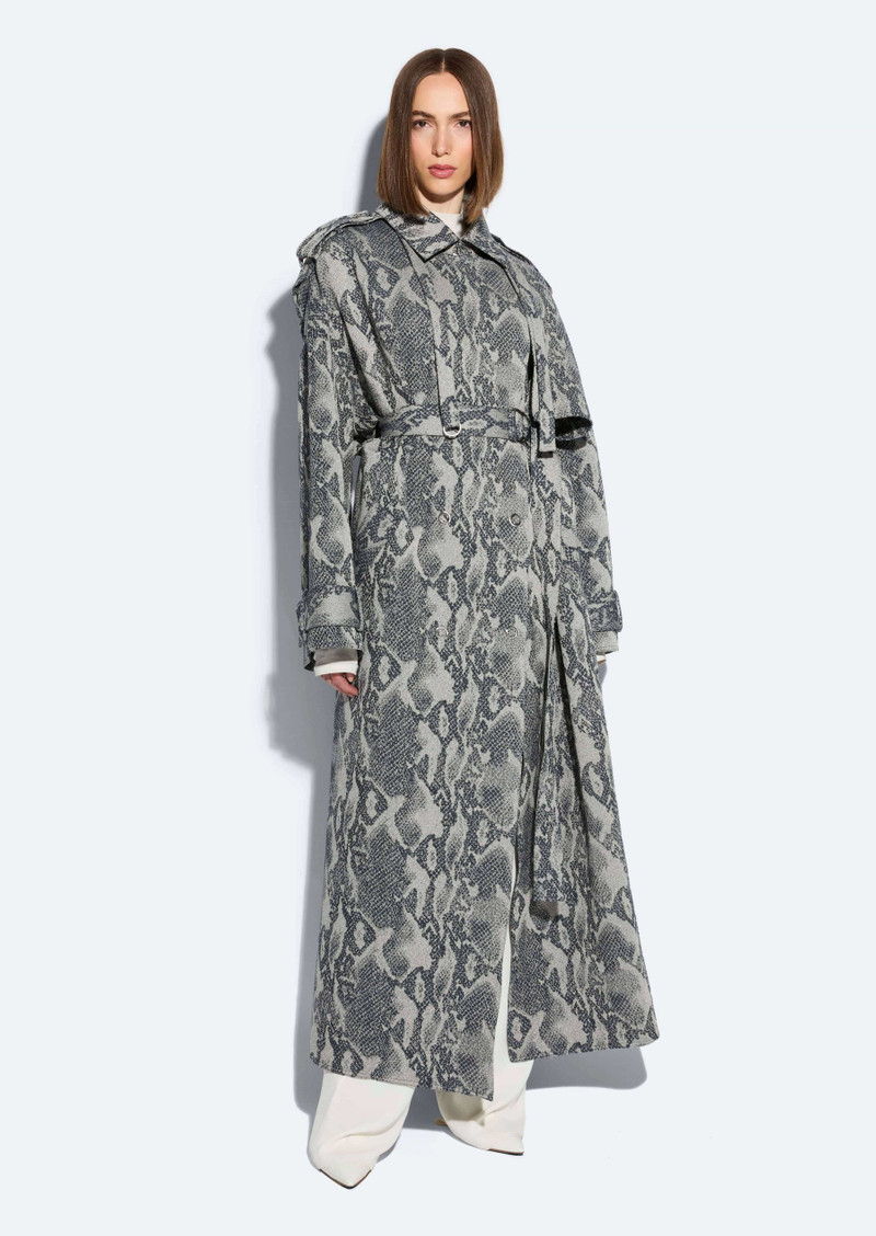 LAPOINTE Snake Denim Double Breasted Trench outlook