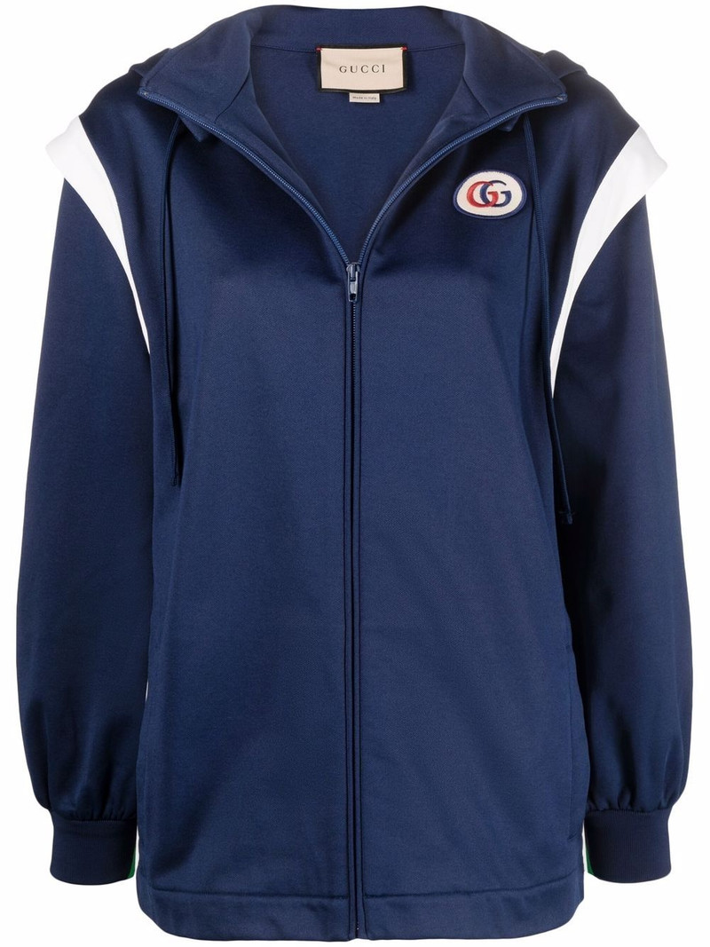 Web-Stripe detachable-sleeve hooded jacket 1