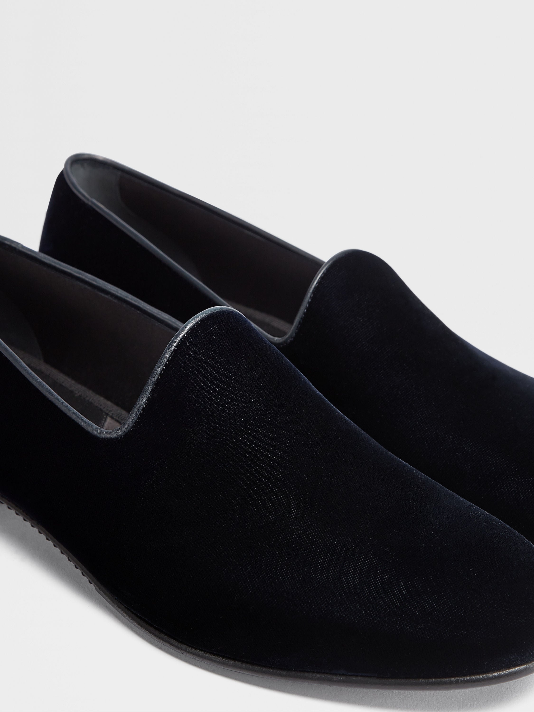 DARK BLUE VELVET PALERMO SLIP ON LOAFERS - 4